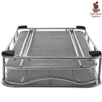 Contenitore Cassetto Porta Cialde Capsule Caffe' Metallo Estraibile Lungo Silver