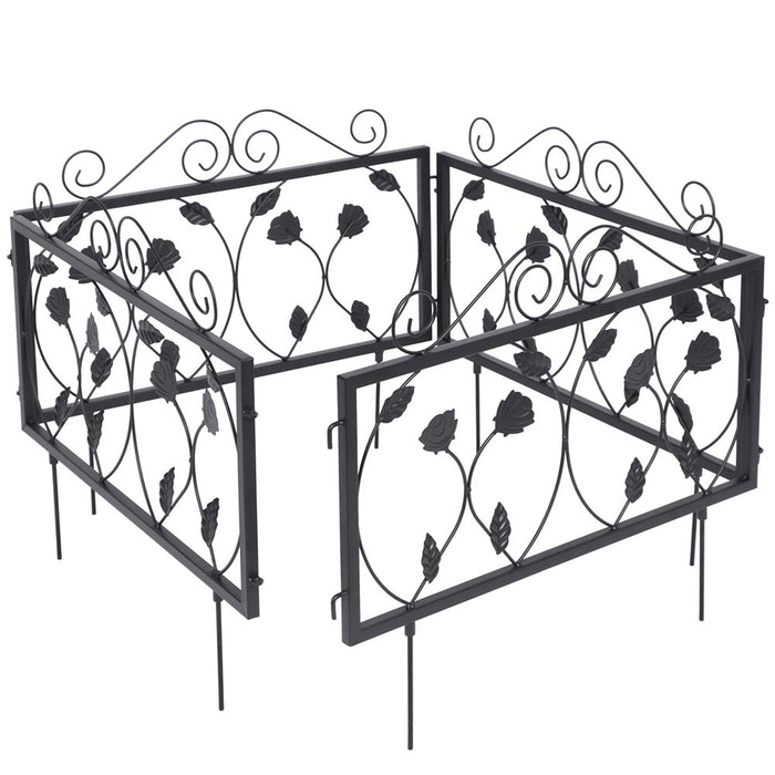 Bordatura Recinzione Giardino Bordo Aiuole Recinto in Metallo 225x34cm Nero