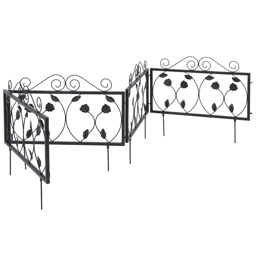 Bordatura Recinzione Giardino Bordo Aiuole Recinto in Metallo 225x34cm Nero