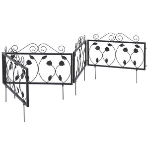 Bordatura Recinzione Giardino Bordo Aiuole Recinto in Metallo 225x34cm Nero
