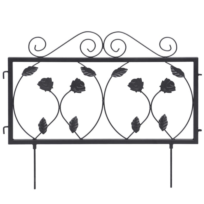 Bordatura Recinzione Giardino Bordo Aiuole Recinto in Metallo 225x34cm Nero