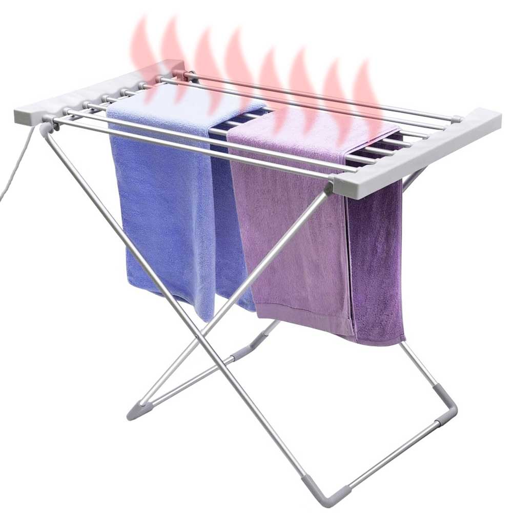 Stendibiancheria Elettrico 120W Stendino Asciugabiancheria Pieghevole Alluminio