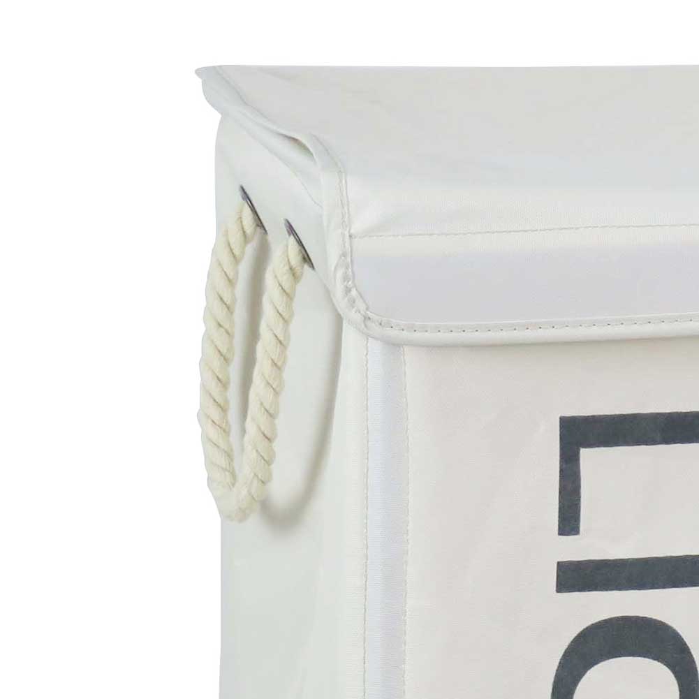 Cesto Biancheria 3 Scomparti Portabiancheria Pieghevole Tessuto con Ruote Panna