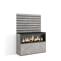 Credenza, 107x35x145cm, Camera da letto, Camino elettrico XXL, grigio cemento RF3417