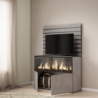 Credenza, 107x35x145cm, Camera da letto, Camino elettrico XXL, grigio cemento RF3417