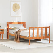 Giroletto con Testiera Marrone Cera 90x190 cm Massello Pino