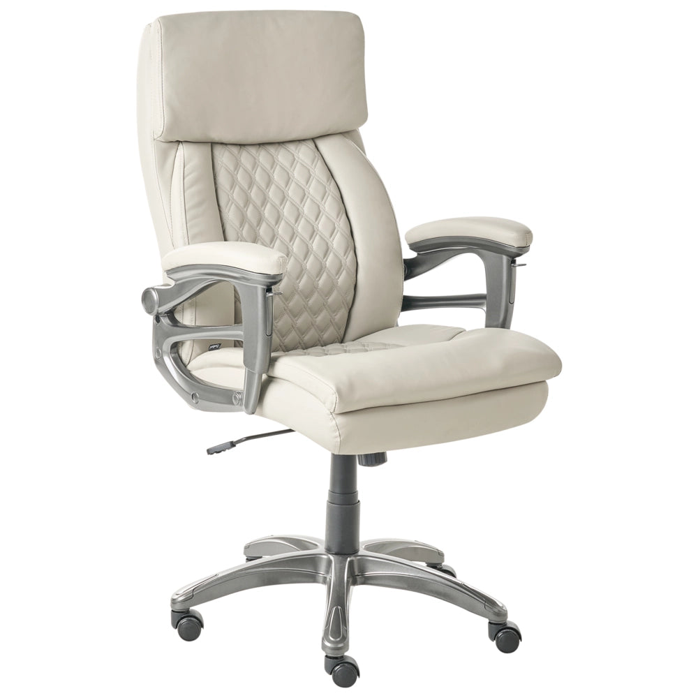 Sedia da ufficio direzionale Beige Rivestimento in ecopelle Regolazione altezza sedile Imbottitura girevole