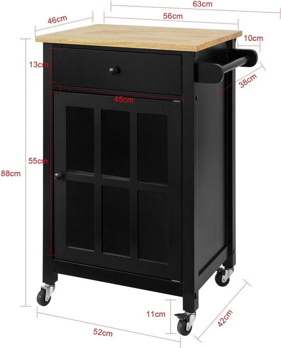 Cucina a Mobili - Cucina a Comparti - Servizio - Cassetto - Mobili in Legno - 63 x 46 x 88 cm
