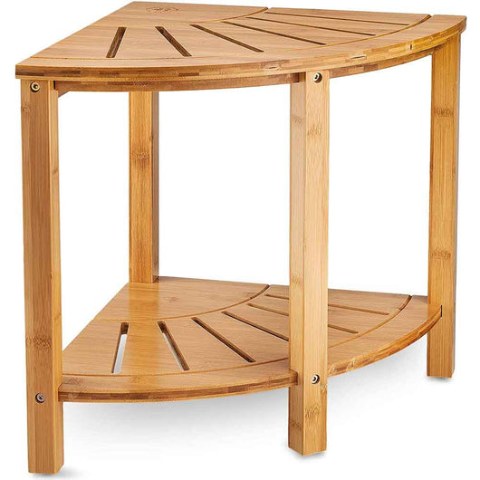 Tavolino Angolare Bagno Bambu Scaffale Sgabello Angolo 2 Ripiani Multiuso