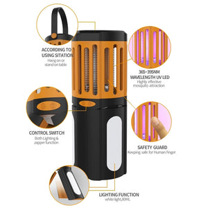 Zanzariera Elettrica Lampada Torcia LED da Campeggio Anti Zanzare Batteria AA