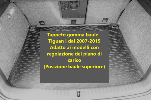 97B-437164 - Tappeto gomma baule - Volkswagen Tiguan I dal 2007-2015 Adatto ai modelli con regolazione del piano di cari