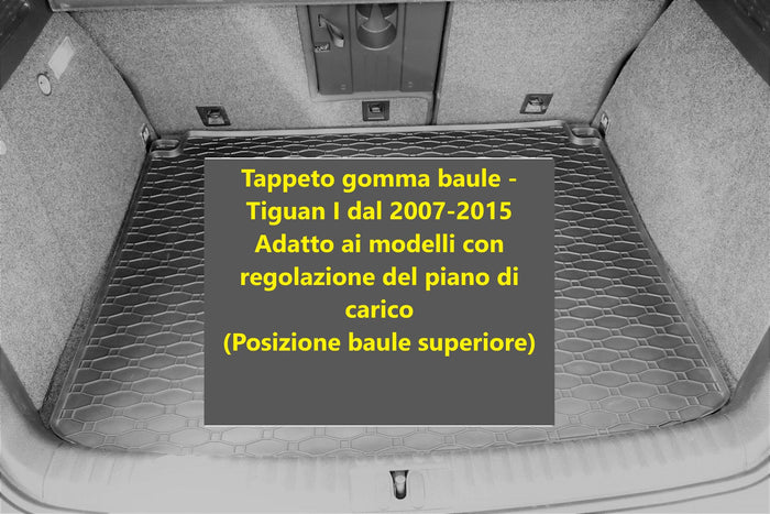 97B-437164 - Tappeto gomma baule - Volkswagen Tiguan I dal 2007-2015 Adatto ai modelli con regolazione del piano di cari