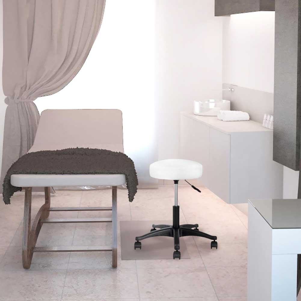 Sgabello Estetista Girevole Seduta Imbottita 10cm Ecopelle Salone Studio Bianco