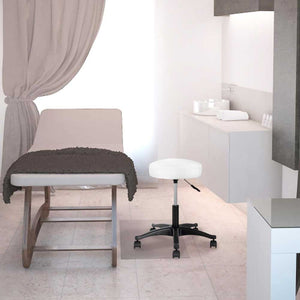 Sgabello Estetista Girevole Seduta Imbottita 10cm Ecopelle Salone Studio Bianco