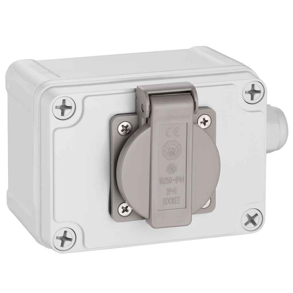 Presa Shucko Elettrica Cassetta Parete Muro Esterno Giardino Impermeabile IP65