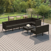 Set Divani da Giardino 9 pz con Cuscini in Polyrattan Nero cod mxl 38352