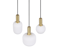 Lampada a sospensione 3 luci, metallo, ottone satinato, 38,5x150x30 cm, Diva