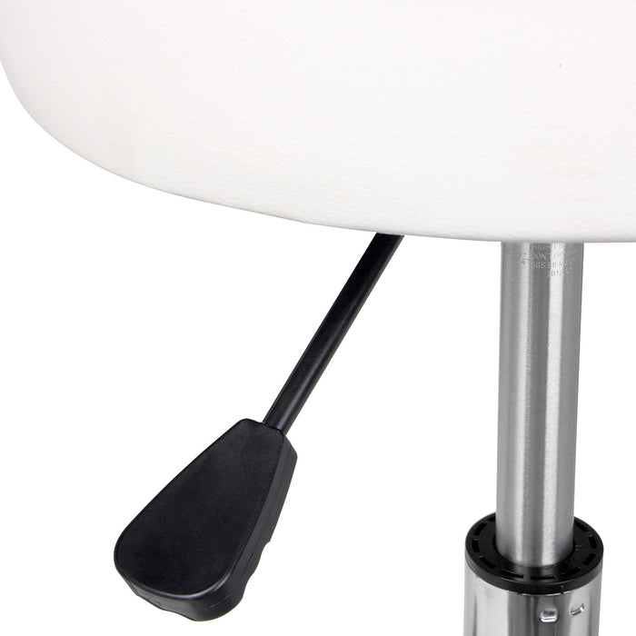 Sgabello Estetista Girevole Schienale Seduta in Ecopelle Salone Studio Bianco