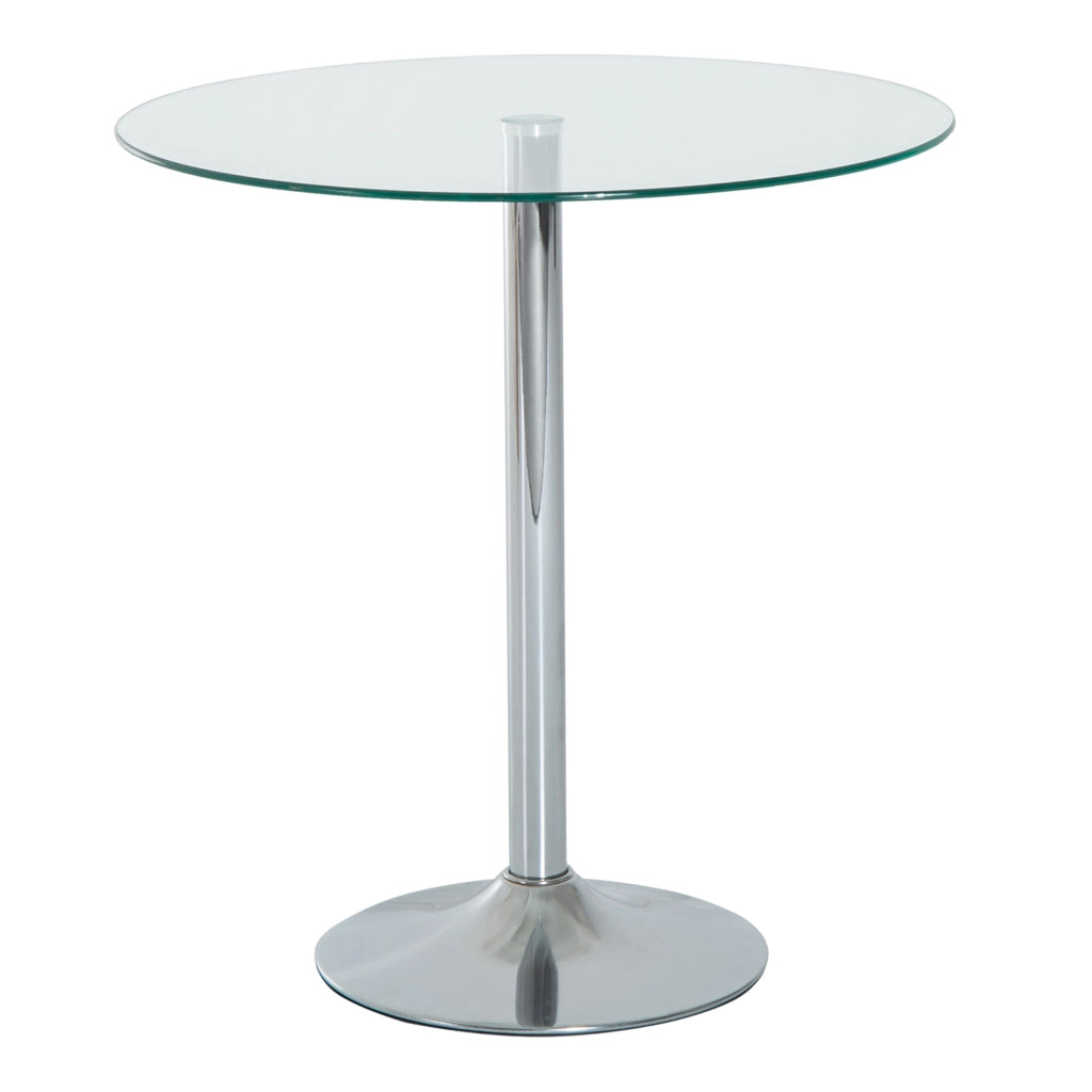 Tavolo da pranzo rotondo per 2 persone ¨C zephmum ¨C vetro temperato, acciaio, argento