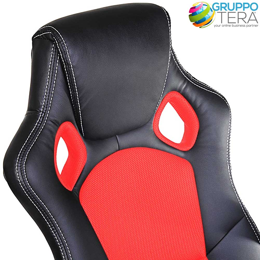 Sedia Poltrona da Ufficio Direzionale Ruote Girevoli Sportiva Race Gaming Rosso