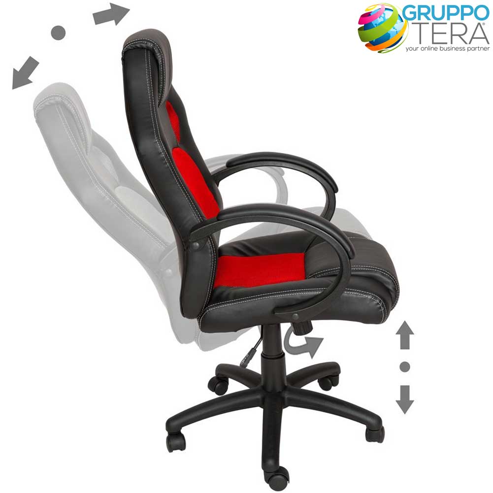 Sedia Poltrona da Ufficio Direzionale Ruote Girevoli Sportiva Race Gaming Rosso