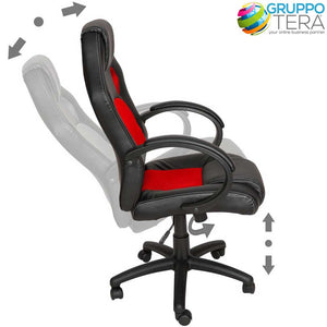 Sedia Poltrona da Ufficio Direzionale Ruote Girevoli Sportiva Race Gaming Rosso