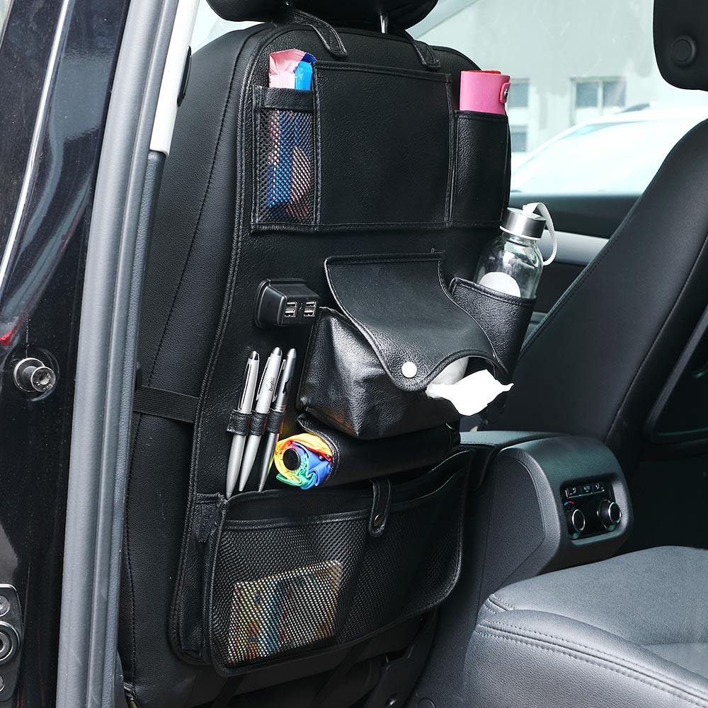 Organizer Schienale Sedile Auto Organizzatore con Porte USB e Tasche Portatutto