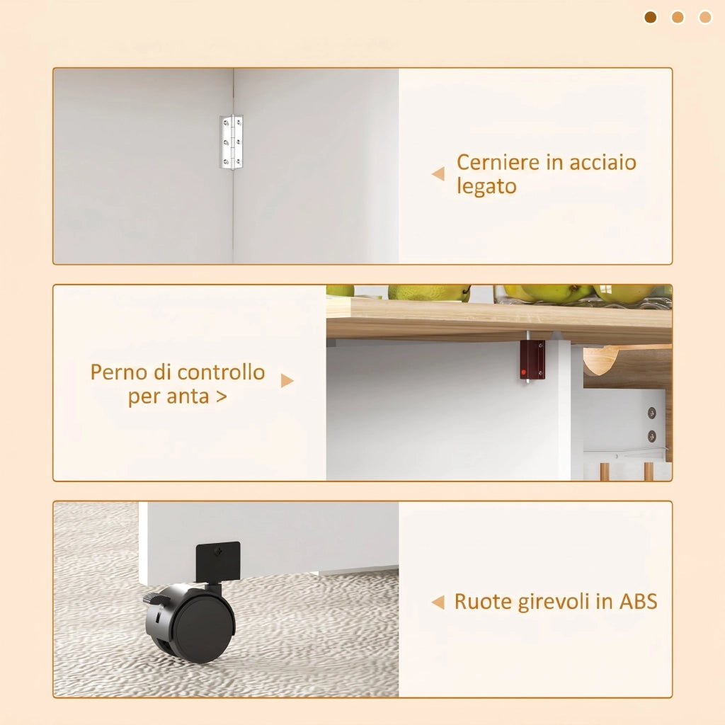Tavolo da Pranzo Pieghevole Salvaspazio con Cassetto e Ripiani ¨C Zephmum ¨C Rovere