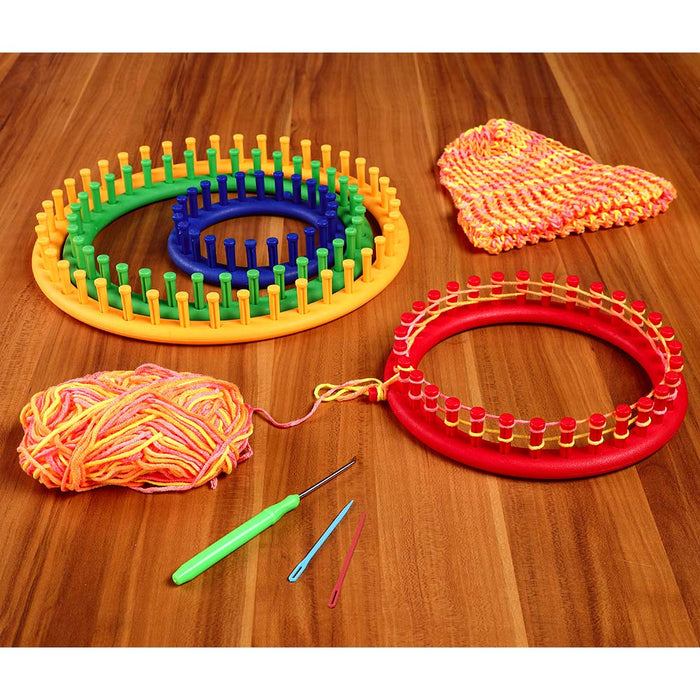 Set Telaio Maglia Uncinetti Circolare 4pz Accessori Ferri Ago Unicnetto Cappelli