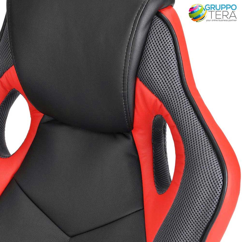 Sedia Gaming Poltrona da Ufficio Direzionale Ruote Girevoli Sportiva Racer Rosso