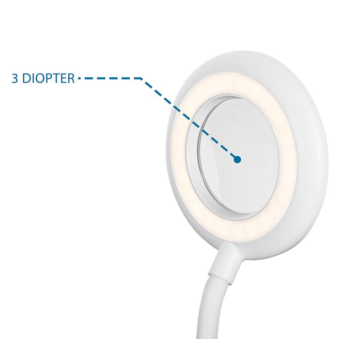 Lampada Lavoro Lente Ingrandimento 3 Diottrie LED Estetista Modellismo Touch USB