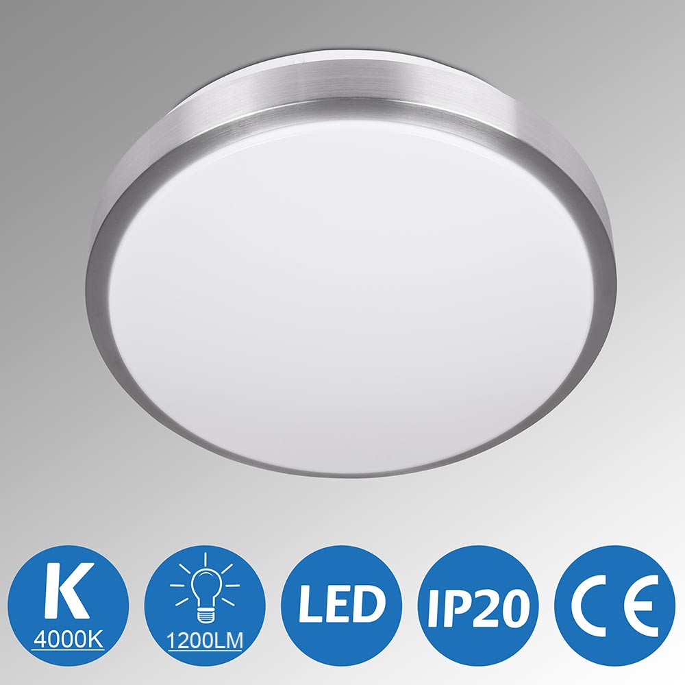 Plafoniera LED Rotonda 12W Luce Bianca 4000K Naturale Lampada Soffitto 29,5cm