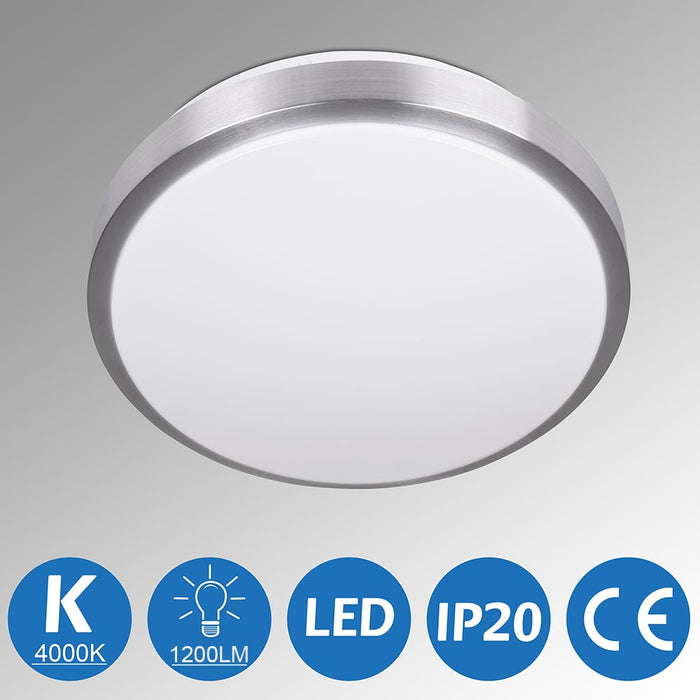 Plafoniera LED Rotonda 12W Luce Bianca 4000K Naturale Lampada Soffitto 29,5cm