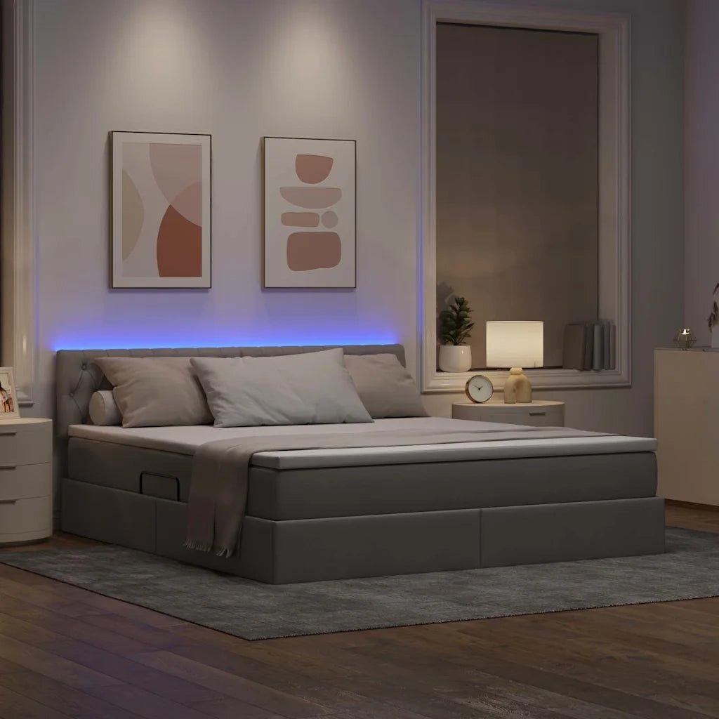 Letto con contenitore LED e materasso Tortora 180 x 200 cm