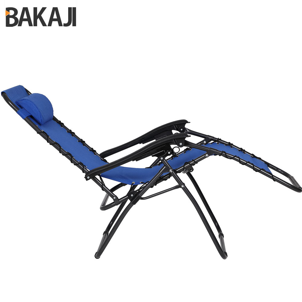 Sedia da Giardino Poltrona Relax Pieghevole Gravita Zero Acciaio Oxford BLU