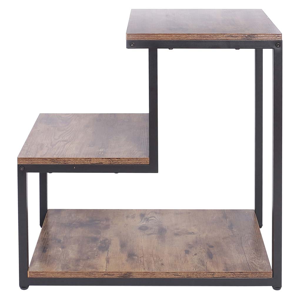 Libreria Tavolino Divano Design Moderno Industriale 3 Ripiani Legno Metallo