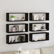 Mensole a muro 6 pezzi Nero Rovere 60x15x23 cm Legno ingegnerizzato