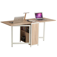 Tavolo Scrivania con Libreria Richiudibile Allungabile a Scomparsa Legno Acciaio