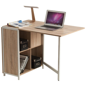 Tavolo Scrivania con Libreria Richiudibile Allungabile a Scomparsa Legno Acciaio