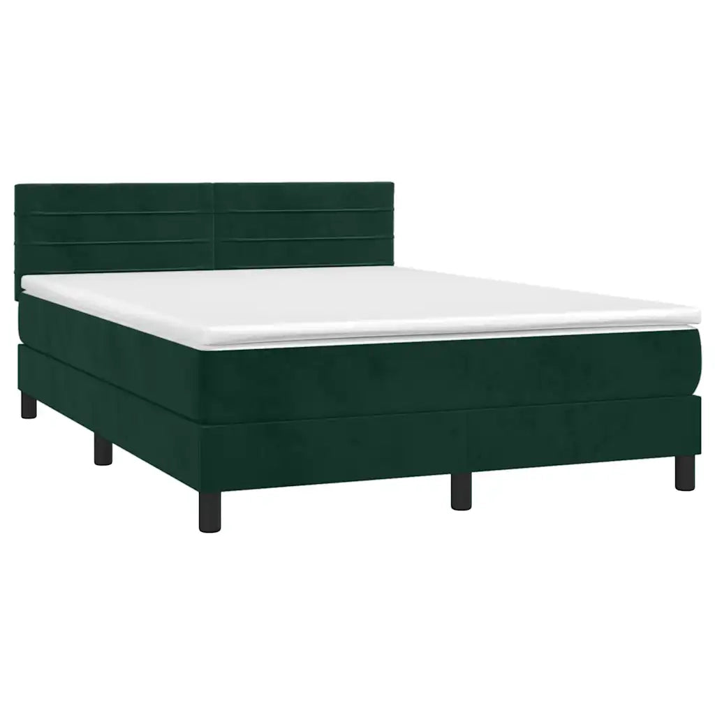Giroletto a Molle con Materasso Verde Scuro 140x190 cm Velluto 3141362