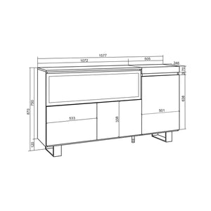 Credenza, Mobile, 158x35x87cm, 3 Porte, Camino elettrico XXL, Design industriale, colore Rovere RF3292