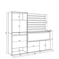 Credenza, 167x35x145cm, Camera da letto, Camino elettrico XXL, Scarpiera, colore Rovere RF3397