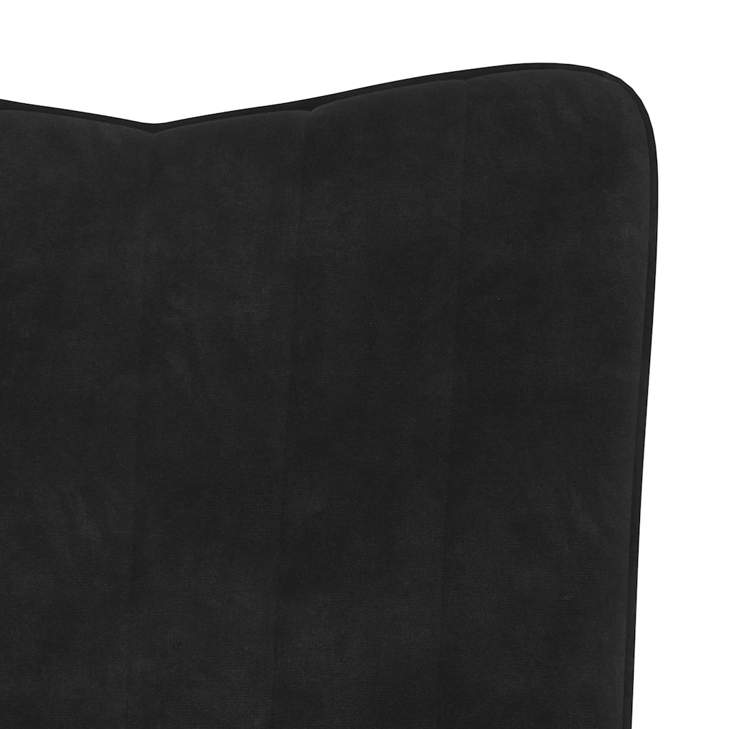 Divano Sedia-Poltrona Relax con Poggiapiedi Nero in Velluto 353702