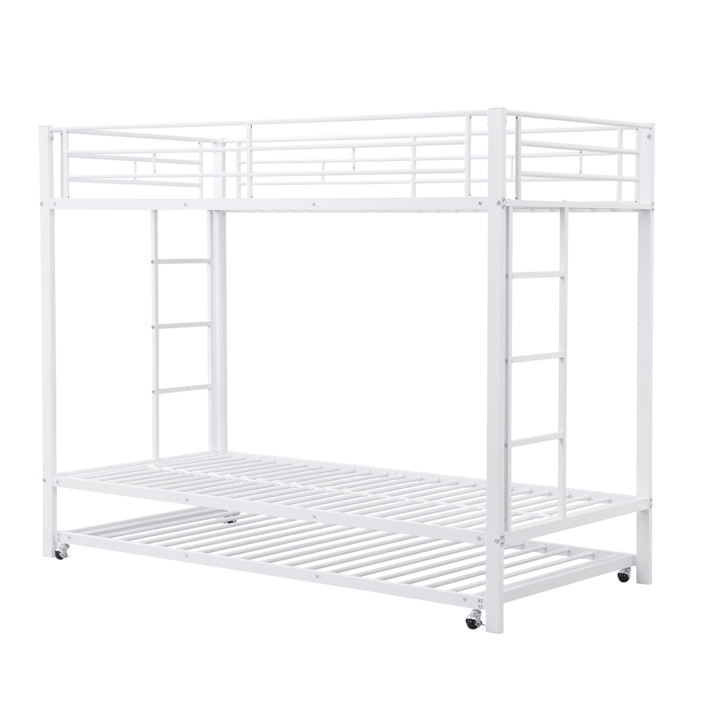 Letto a castello funzione estraibile metallo bianco 90x200 cm