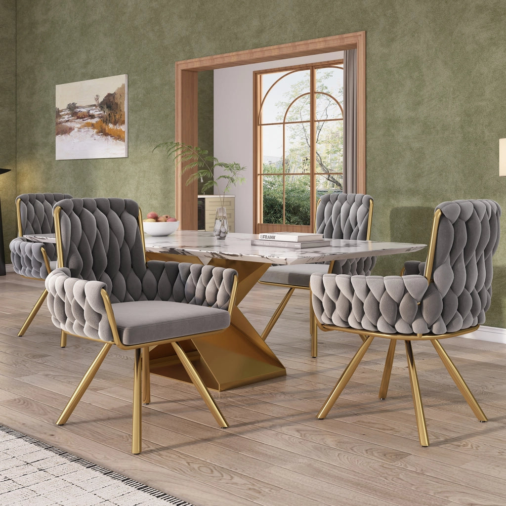 Set di 2 sedie girevoli con schienale alto e braccioli in velluto grigio
