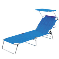 Lettino Prendisole Pieghevole Mare Spiaggia Sdraio con Tettuccio Parasole Blu