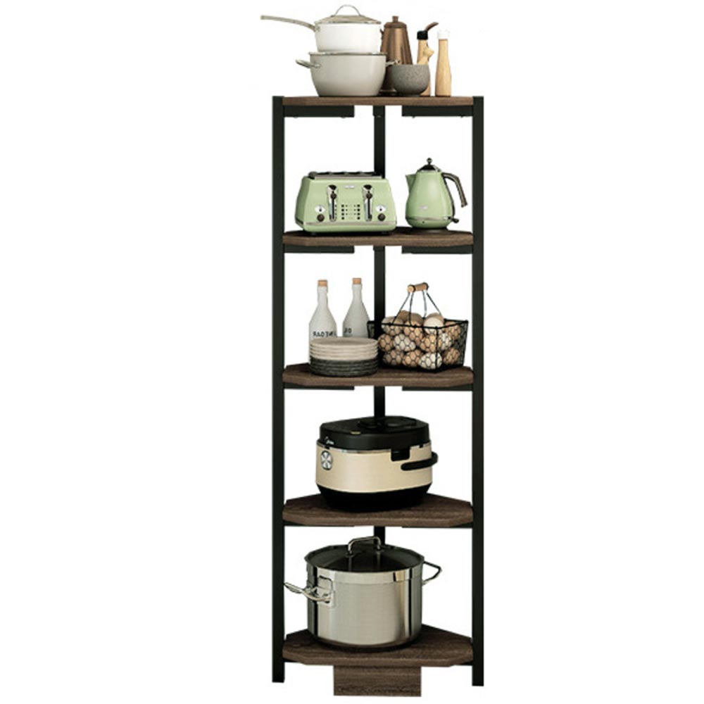 Scaffale Angolare 5 Ripiani Metallo Legno Libreria Angolo Multiuso 40x120 Nero
