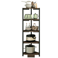 Scaffale Angolare 5 Ripiani Metallo Legno Libreria Angolo Multiuso 40x120 Nero