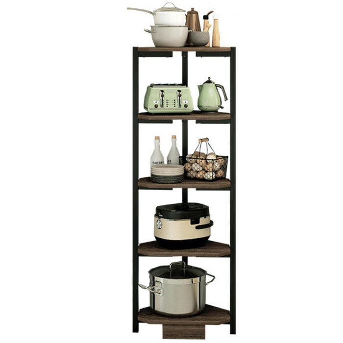 Scaffale Angolare 5 Ripiani Metallo Legno Libreria Angolo Multiuso 40x120 Nero