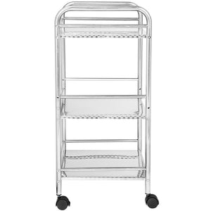 Carrello Estetista 3 Ripiani Acciaio Cromato 4 Ruote Arredo Bagno Salvaspazio